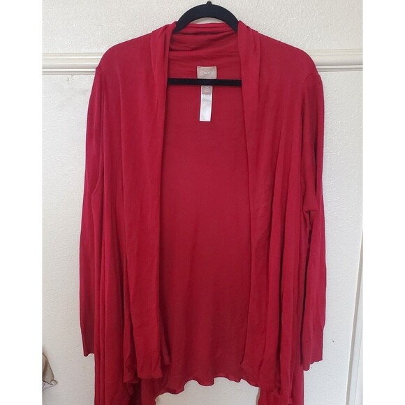 Chicos Open Front Draped Millie Cardigan Sweater Red Maroon XL/16 Size 3 - Picture 5 of 16